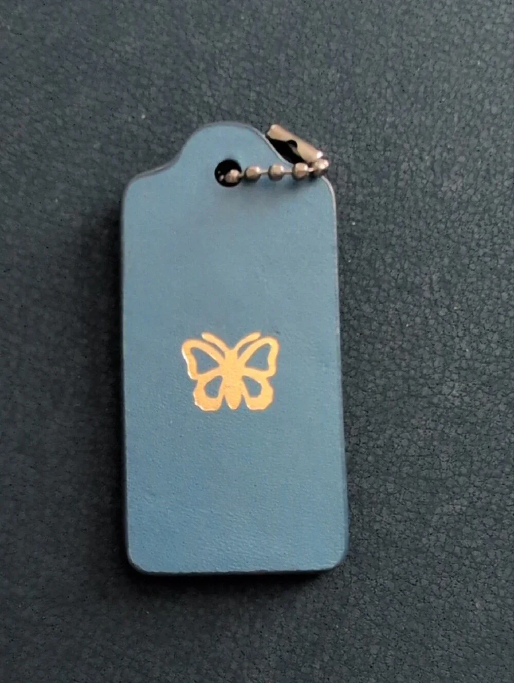 NWOT *RARE* Coach Light Blue Leather Key Tag with Embossed Logo & Butterfly